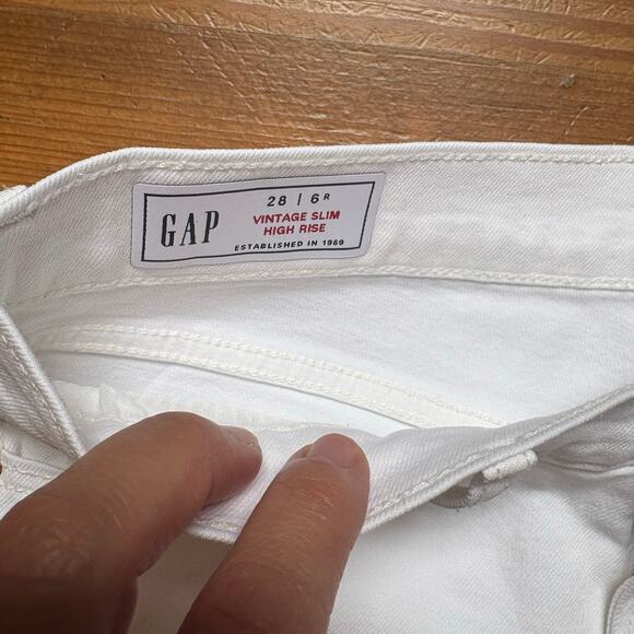 Gap white vintage slim high rise cotton jeans SIZE 6 - Picture 5 of 6